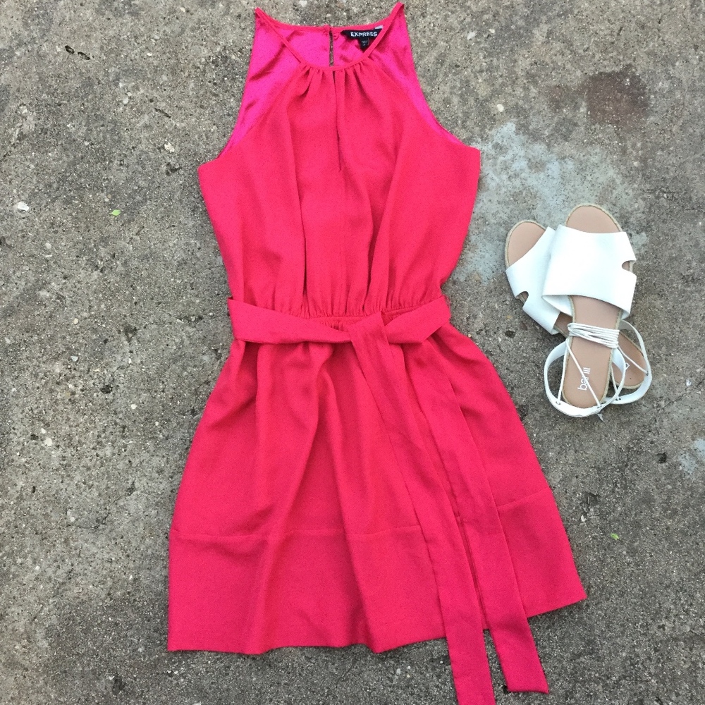 Express Hot Pink Halter Dress w/Pockets!